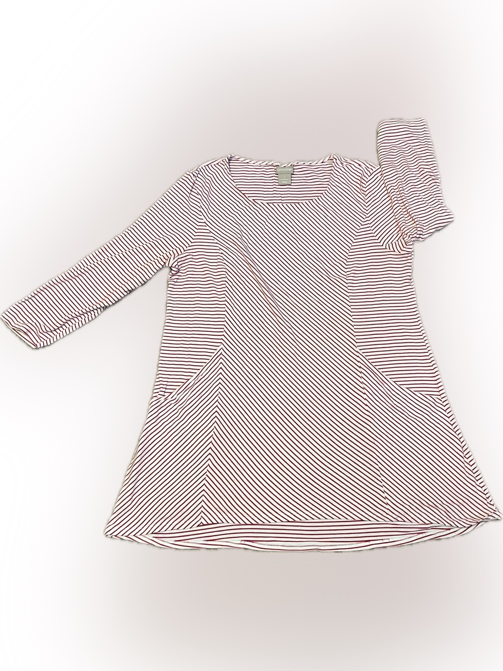 Chico’s Striped Asymmetrical 3/4 Sleeve Pocket Tunic size M - Picture 6 of 13